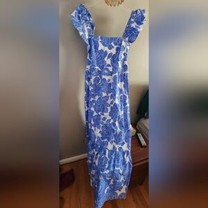 London Times Blue and White Dress